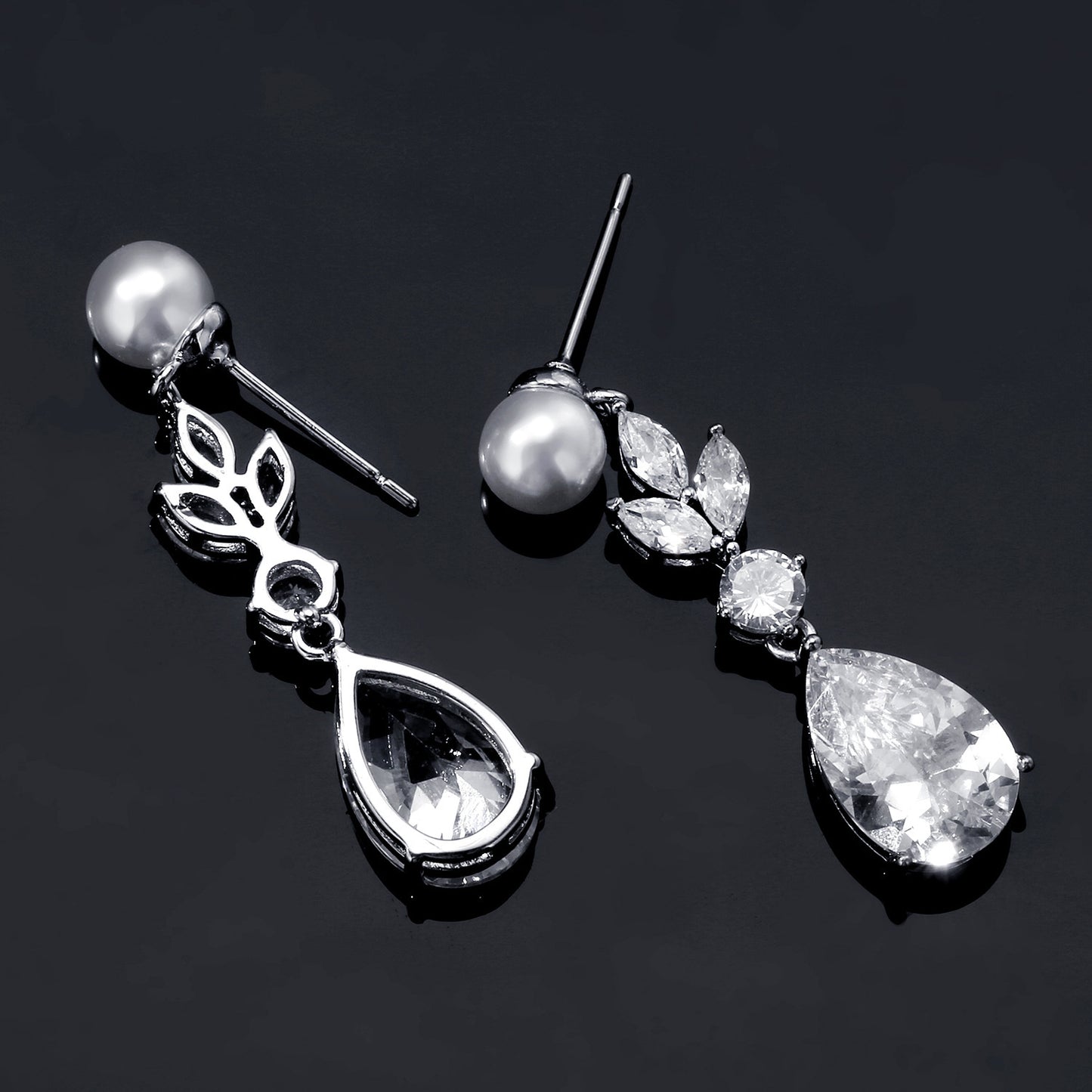 Fashion Leaves Zircon Water Drop Earrings Women