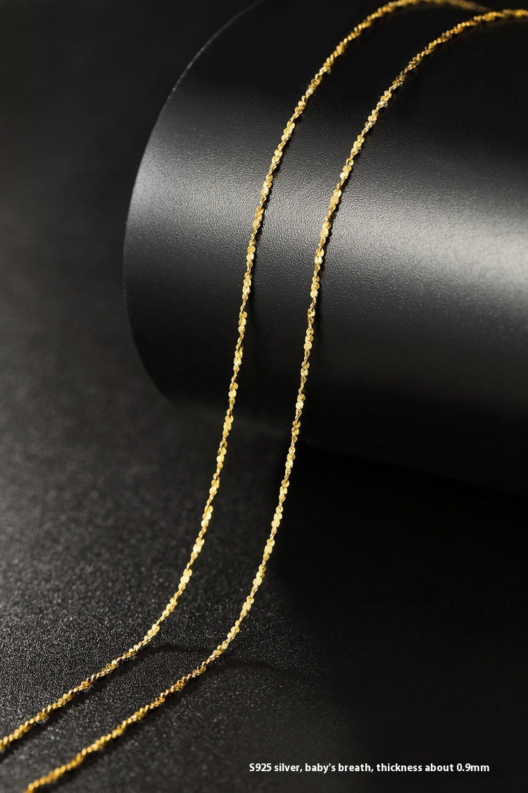 Pure Color Silver Necklace Clavicle Chain Female