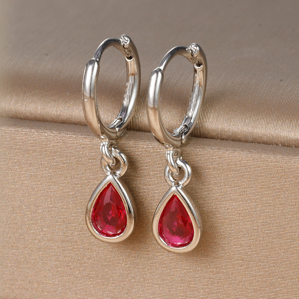 Geometric Drop-shaped Zircon Earrings