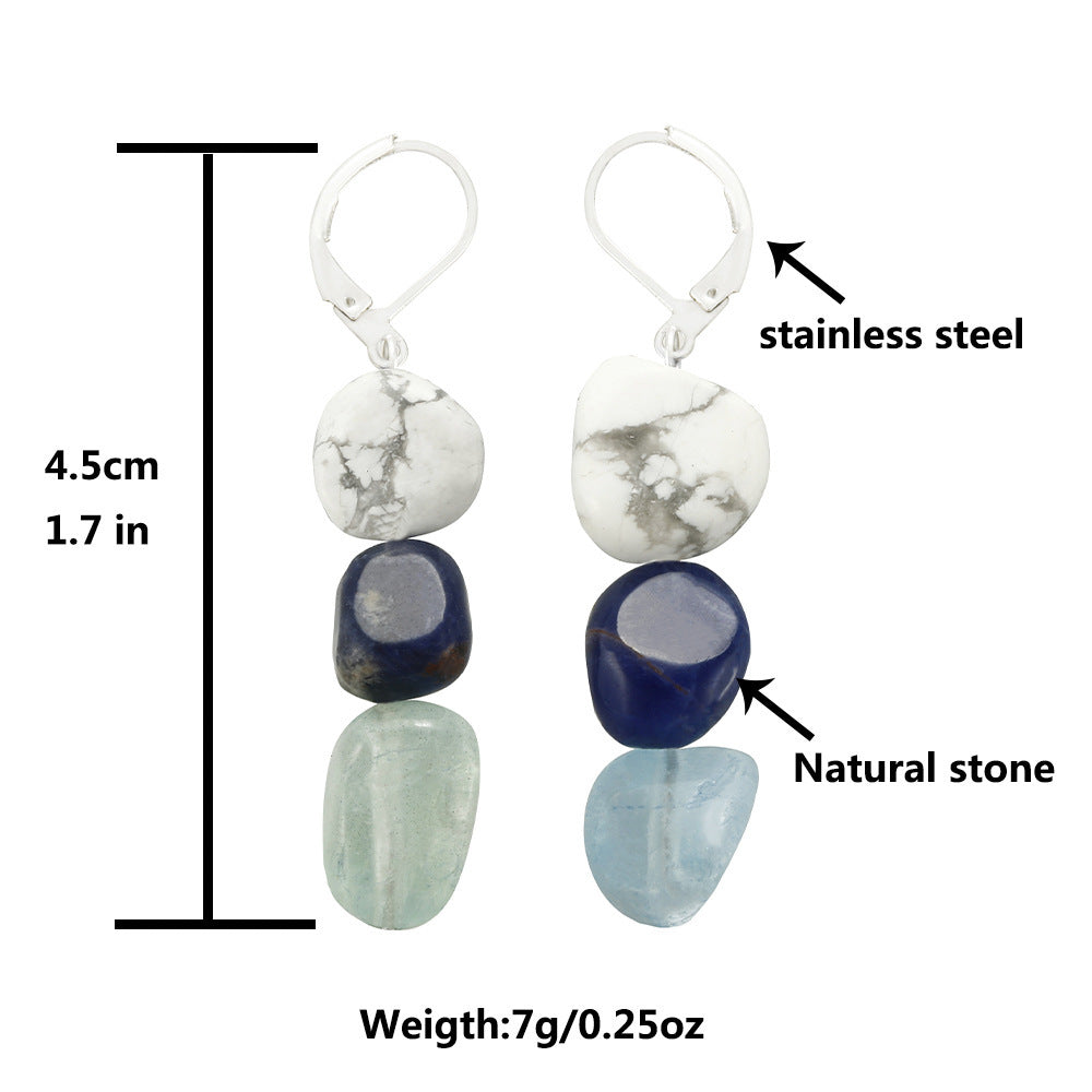 Amorphous Stone Eardrops Sodalite Aquamarine