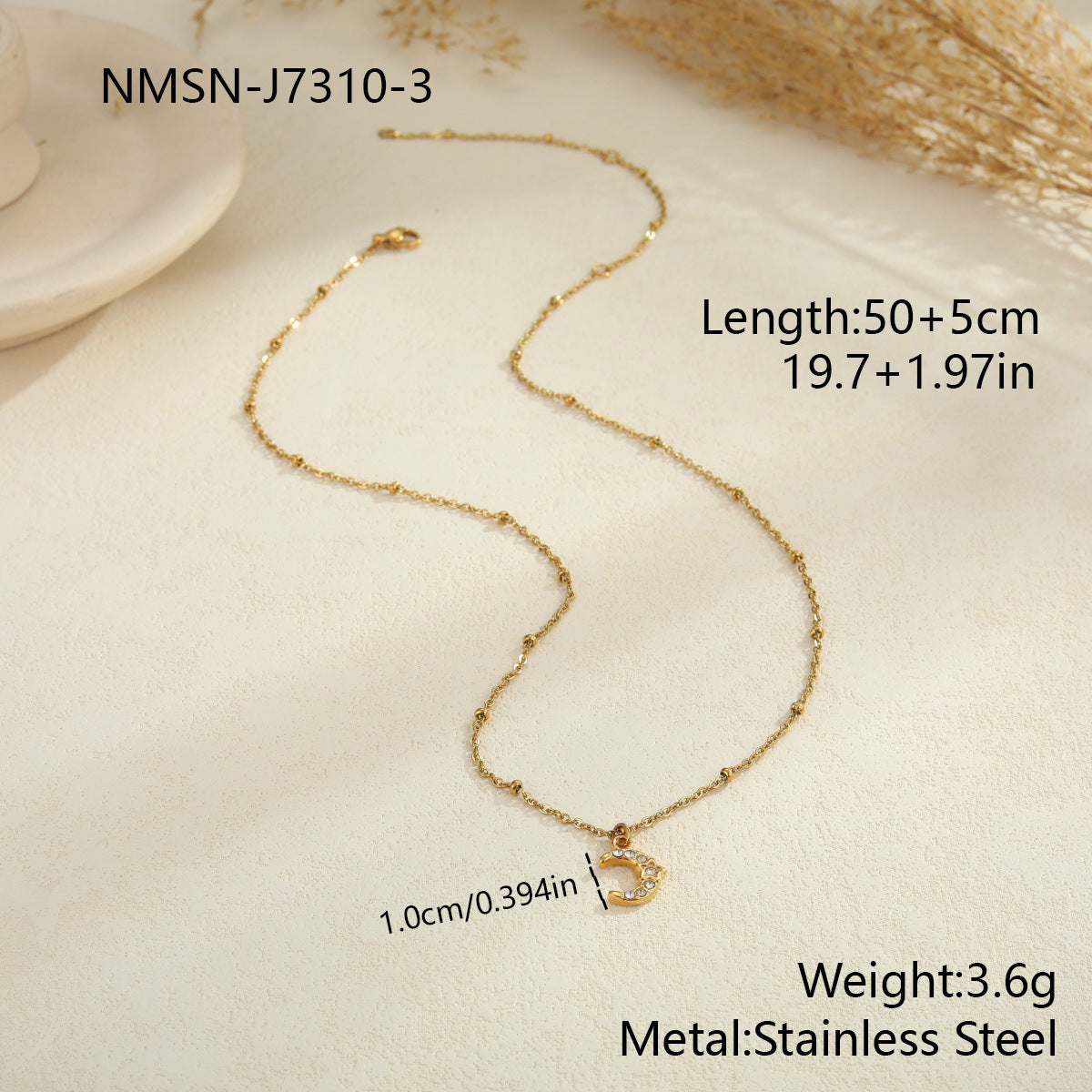 Temperament Star Moon Pendant Stainless Steel Necklace Neck Accessories