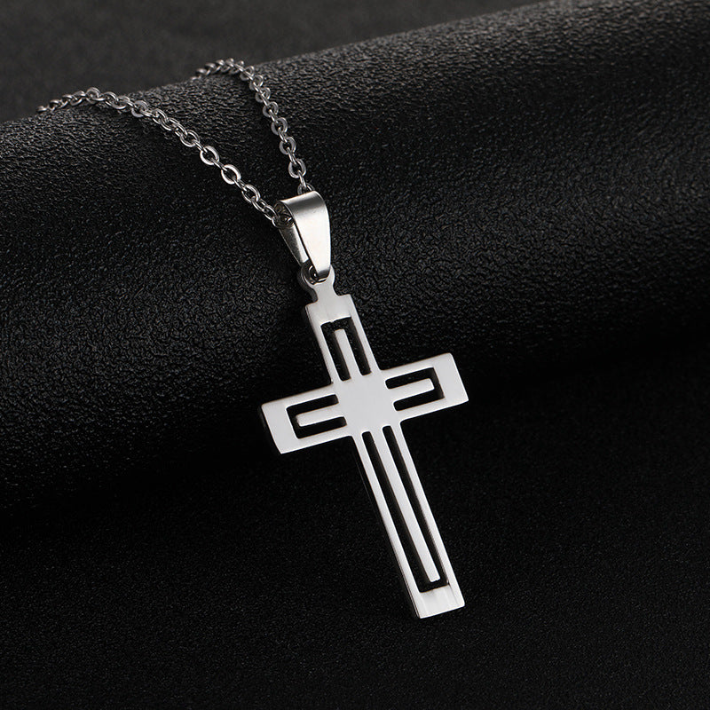 Men And Women All-matching Stainless Steel Cross Pendant Necklace