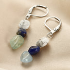 Amorphous Stone Eardrops Sodalite Aquamarine