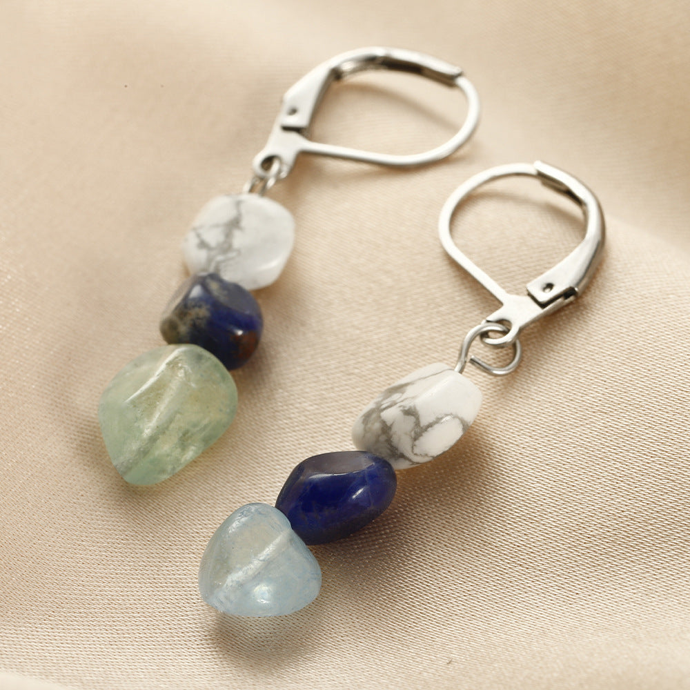 Amorphous Stone Eardrops Sodalite Aquamarine