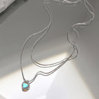 Gradient Gem Heart Shaped Clavicle Chain