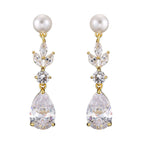 Fashion Leaves Zircon Water Drop Earrings Women