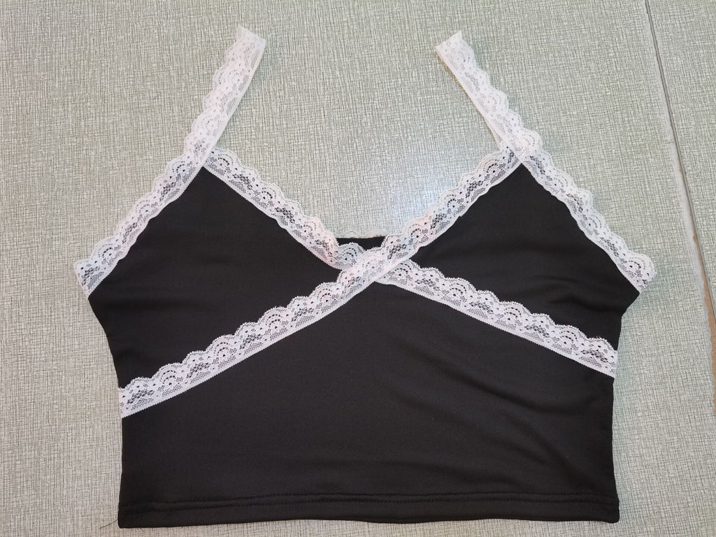 European And American Halter Cross Lace Backless Slim Fit Midriff-baring Camisole