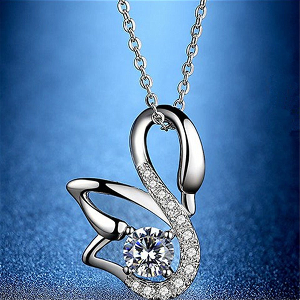 Swan Necklace Silver Plated Female Clavicle Chain Pendant