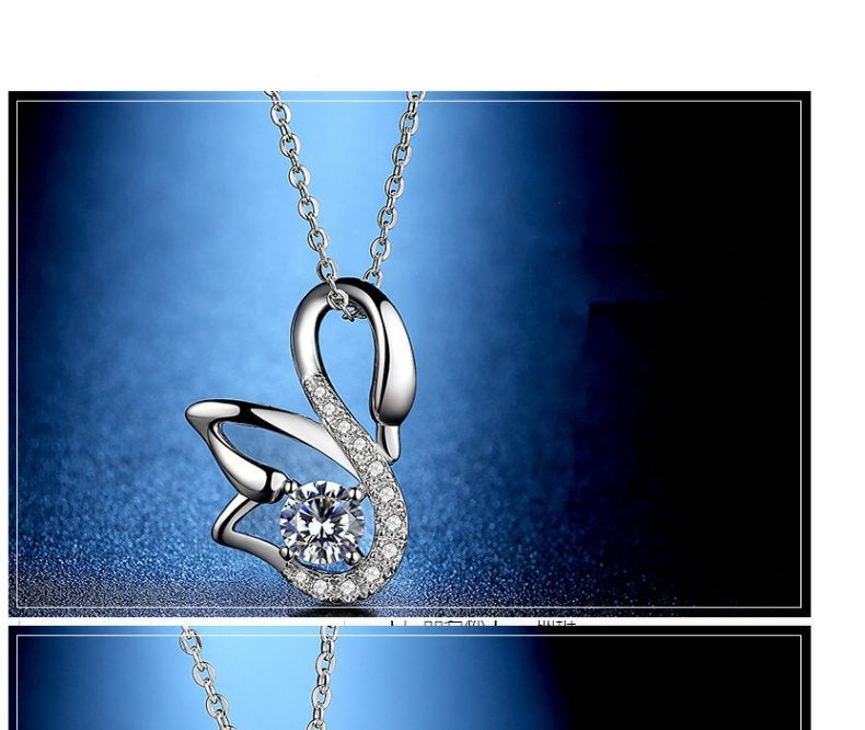 Swan Necklace Silver Plated Female Clavicle Chain Pendant