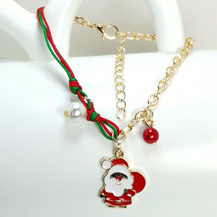 New Christmas Snowman Santa Claus Tree Snowflake Elk Bracelet Christmas Gift Charm Bracelet Chain Pendant For Women New Year Fashion Gift