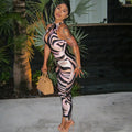 European And American Style Zebra Print Jumpsuit Women's Clothing
