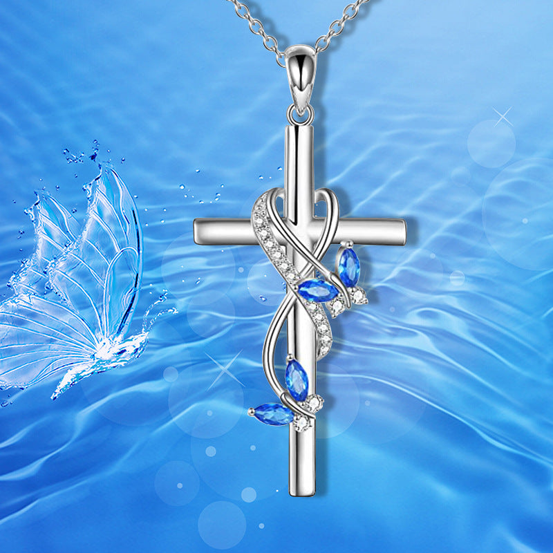 Women's Necklace Elegant Butterfly Cross Pendant