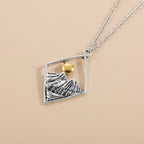 Hollow Sun Mountain Alloy Pendant Necklace