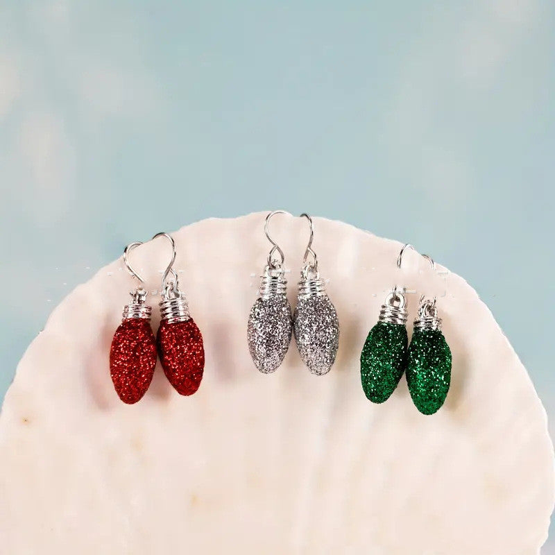 Christmas Ornaments Creative Cute Red Light Bulb Earrings