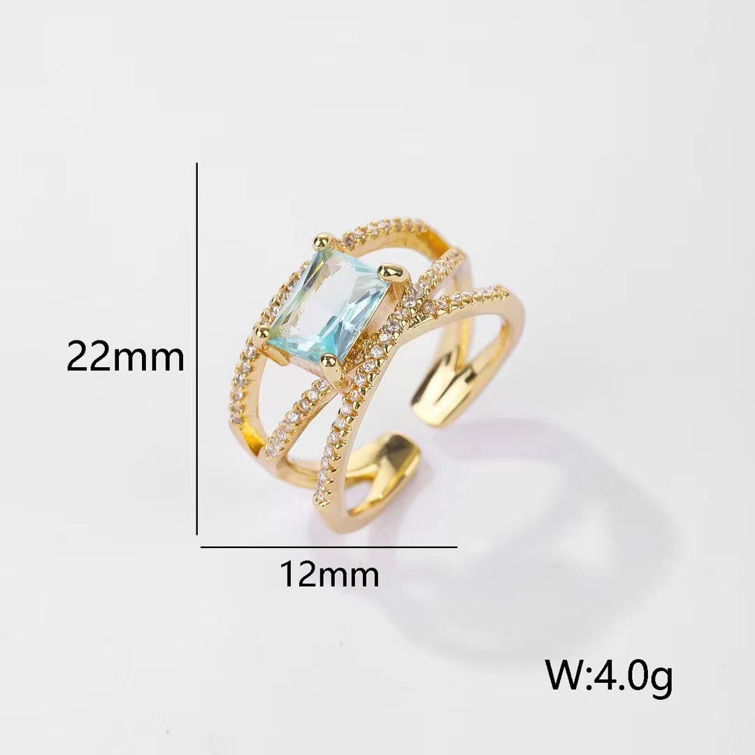 European And American Retro Gemstone Affordable Luxury Fashion Open-end Personality Ring