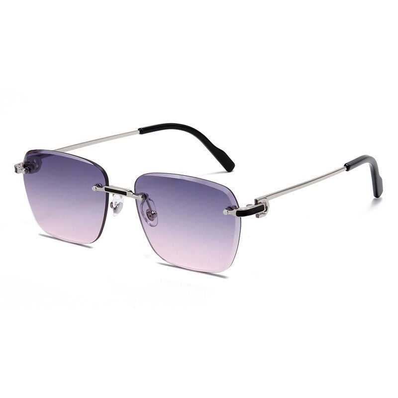 Trimmed Frameless Sunglasses Two-tone Gradient