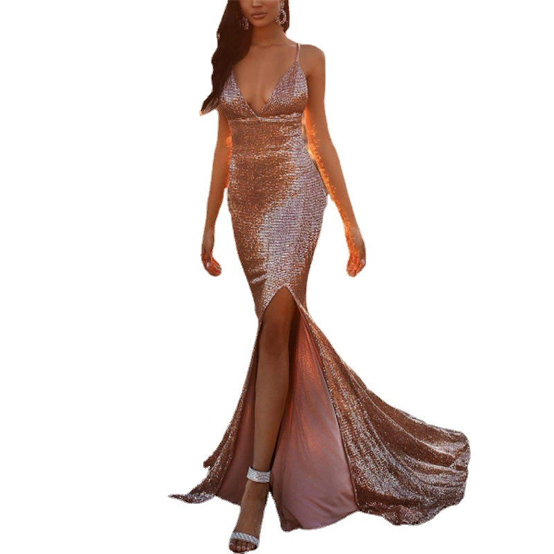 Sexy Sequined Fishtail Split Dress For Women