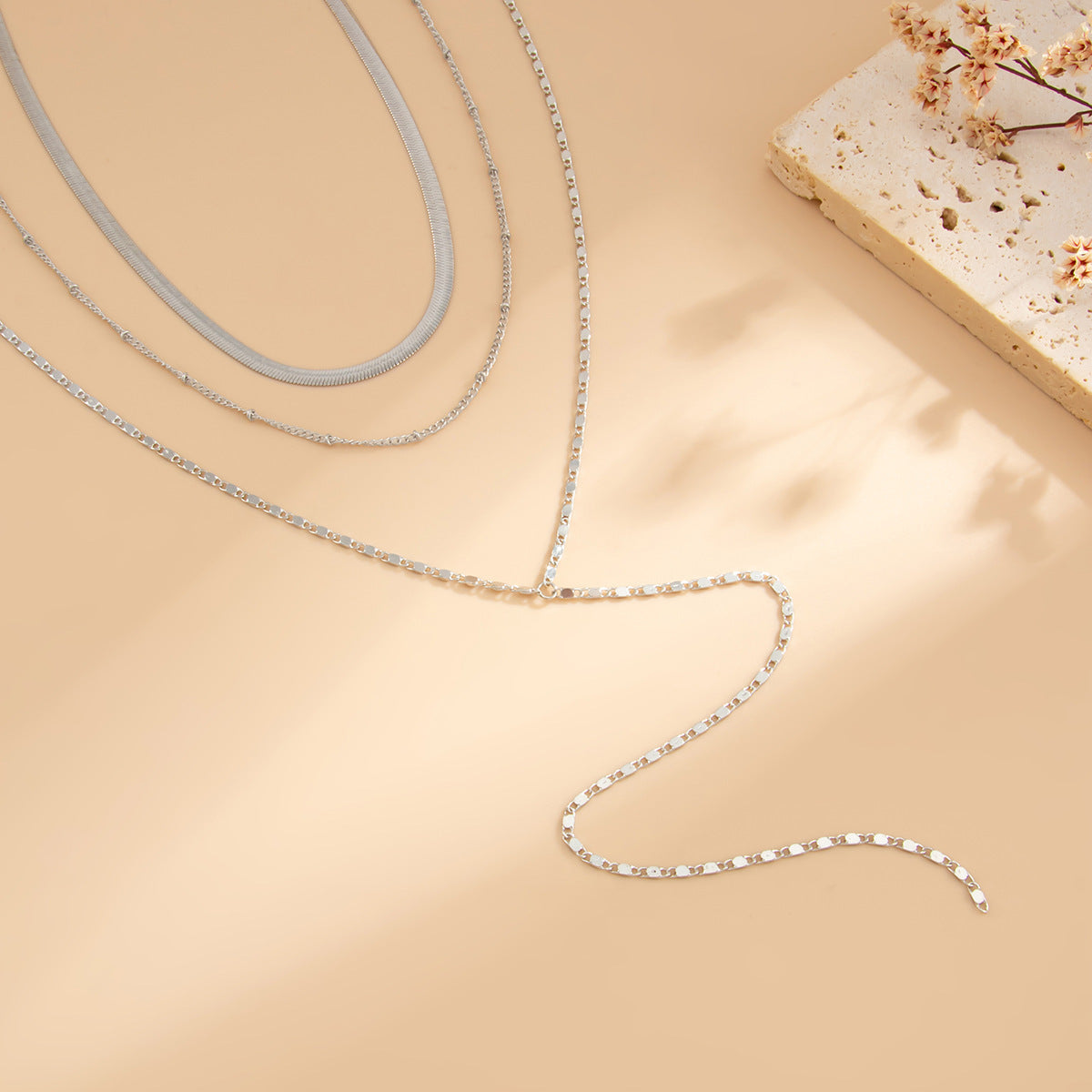 Ins Cold Style Metal Snake Bones Chain Twin Necklace