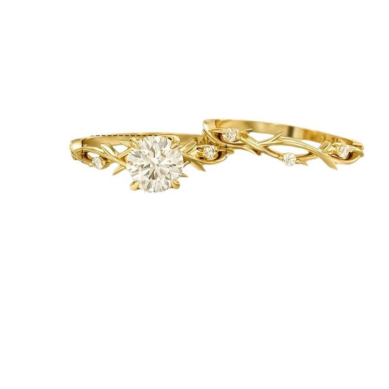 Proposal Diamond Ring Women's Rose Gold Simulation Diamond Couple Rings