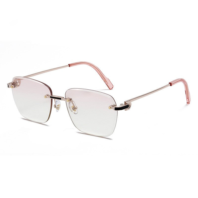 Trimmed Frameless Sunglasses Two-tone Gradient