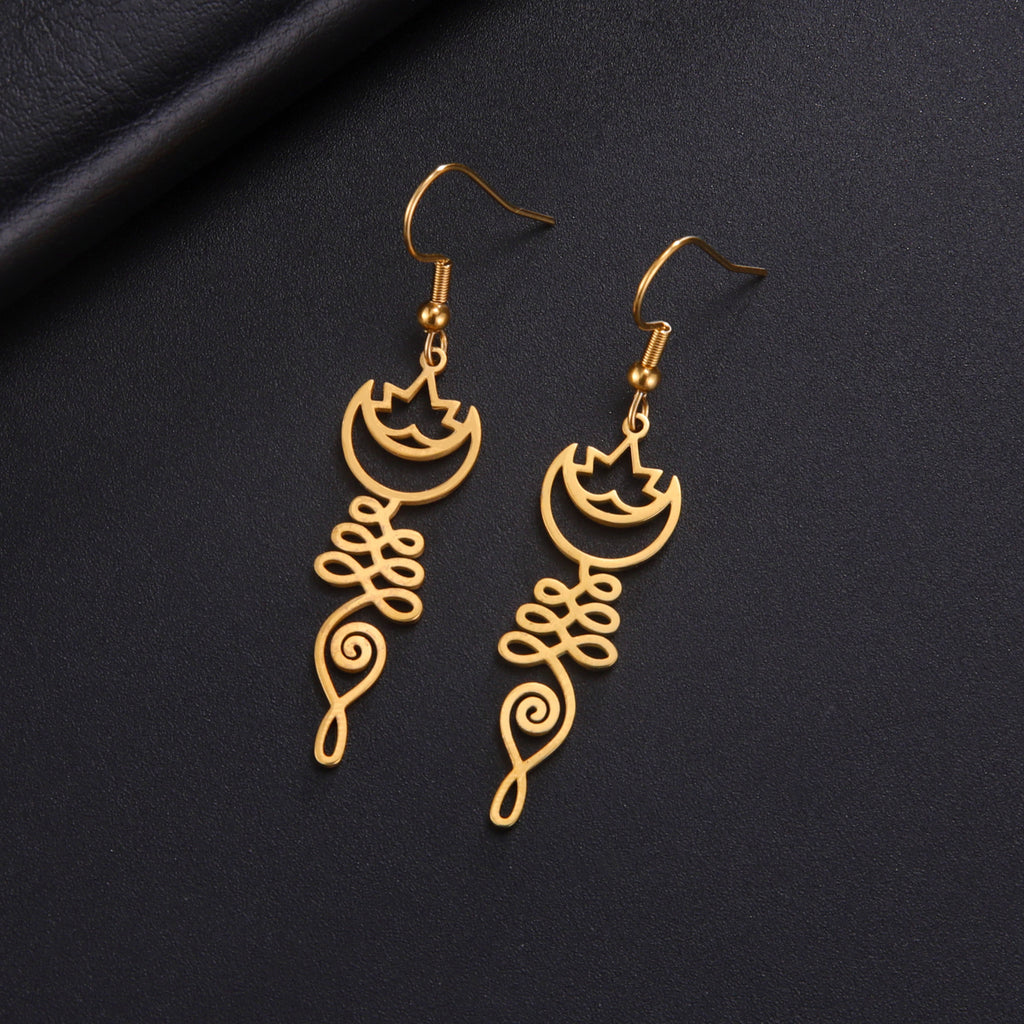 Temperament Wild Simple Moon Ring Earrings