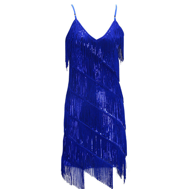 Dance Costume Sequined Tassel Dress
