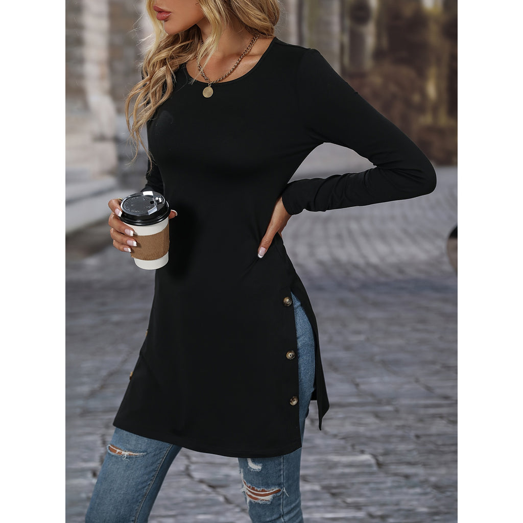 Women's Long Sleeve Slim Fit Slimming Slit Dress