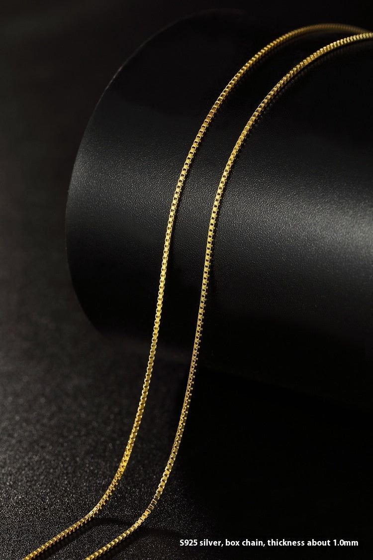 Pure Color Silver Necklace Clavicle Chain Female