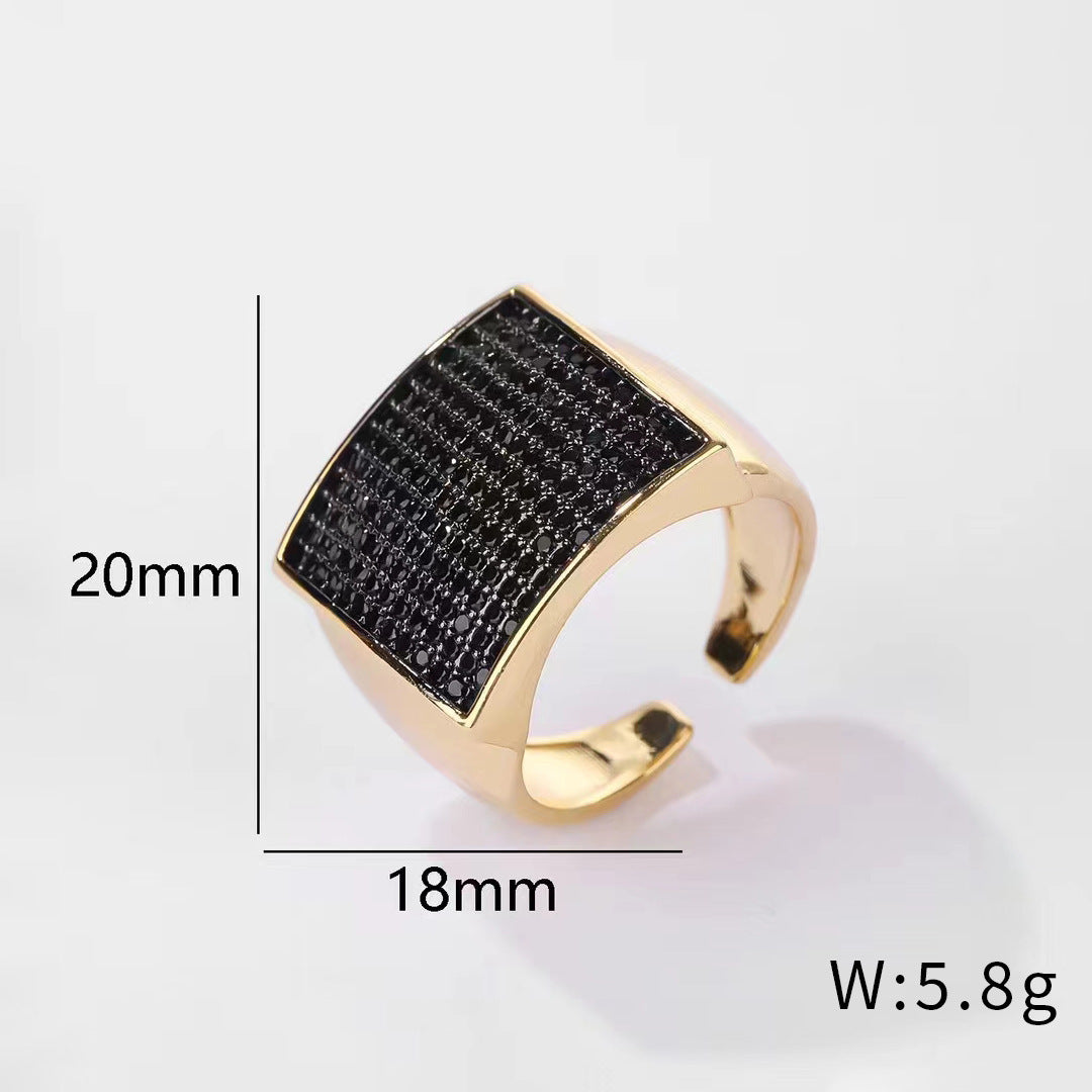 European And American Retro Gemstone Affordable Luxury Fashion Open-end Personality Ring