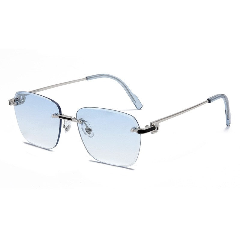 Trimmed Frameless Sunglasses Two-tone Gradient