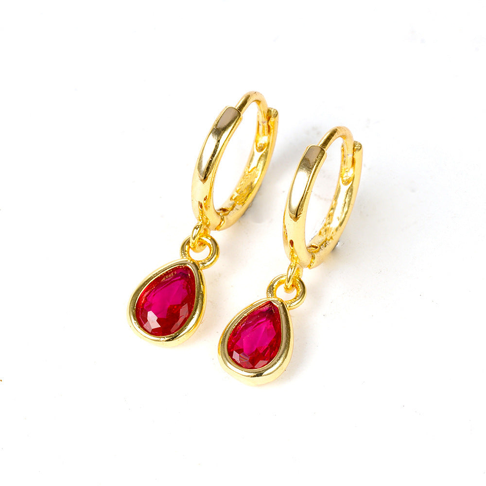 Geometric Drop-shaped Zircon Earrings