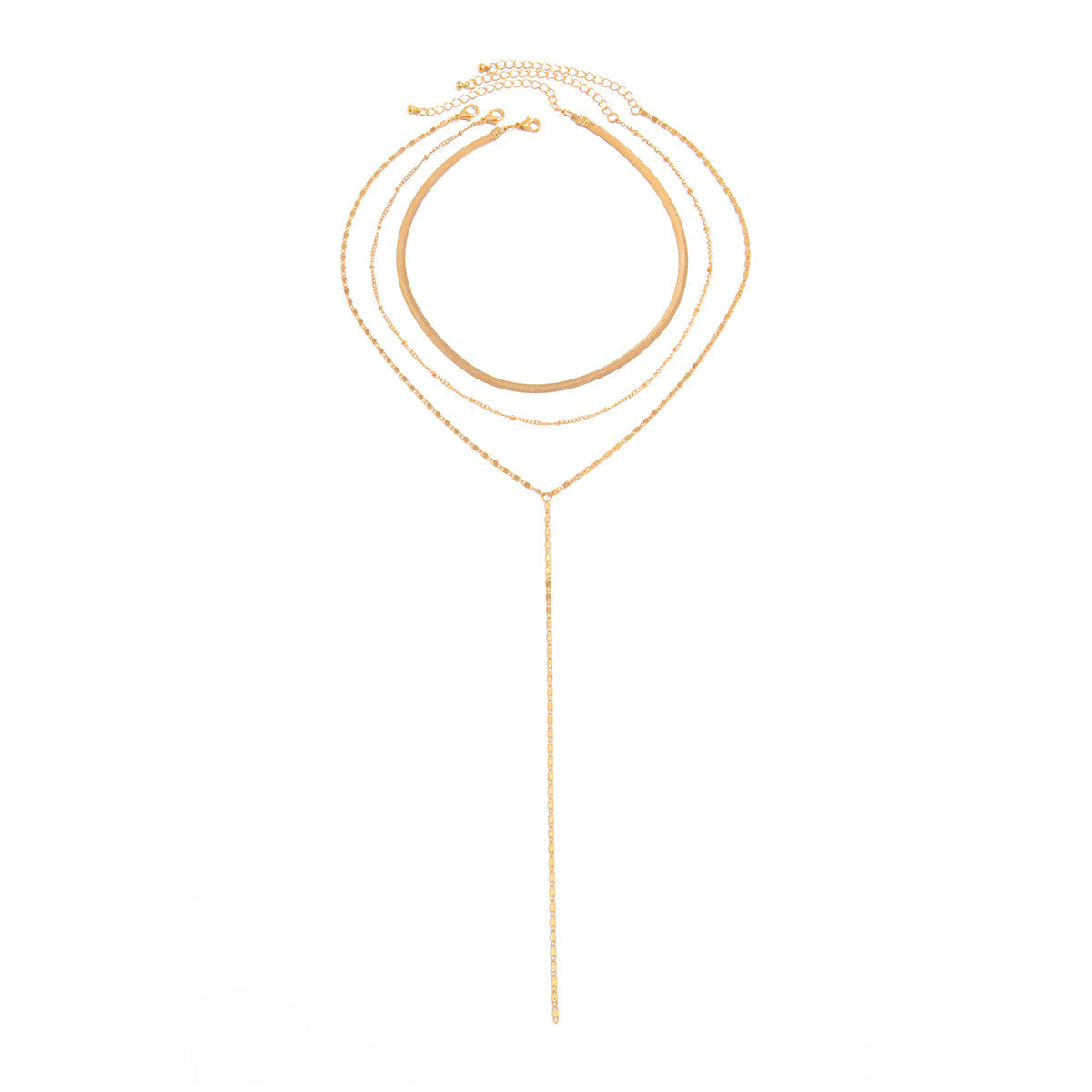 Ins Cold Style Metal Snake Bones Chain Twin Necklace