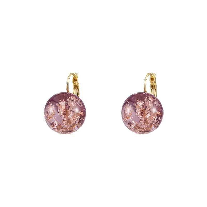 Purple Gold Foil Ball Earrings Minority Women