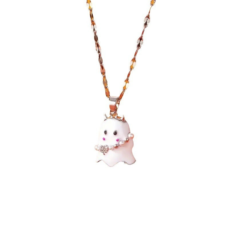 Halloween Trick-or-treat Candy Ghost Pendant Necklace