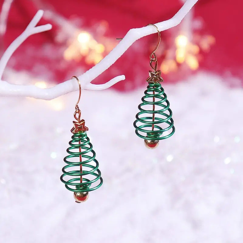 Christmas Earrings Female Creative Straight Spiral