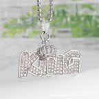 Gold Plated Crown KING Letter Hanging Necklace