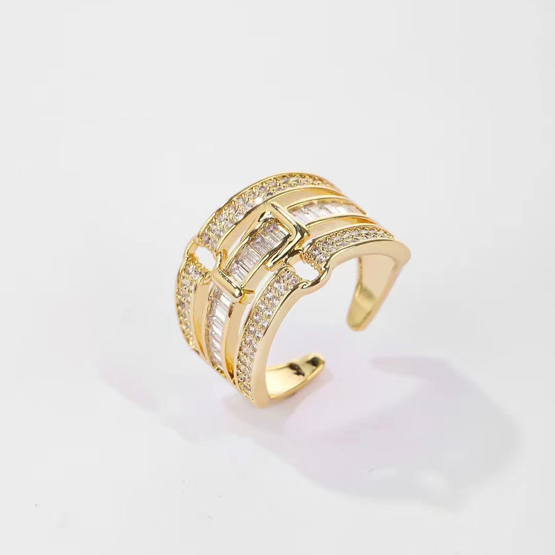 European And American Retro Gemstone Affordable Luxury Fashion Open-end Personality Ring