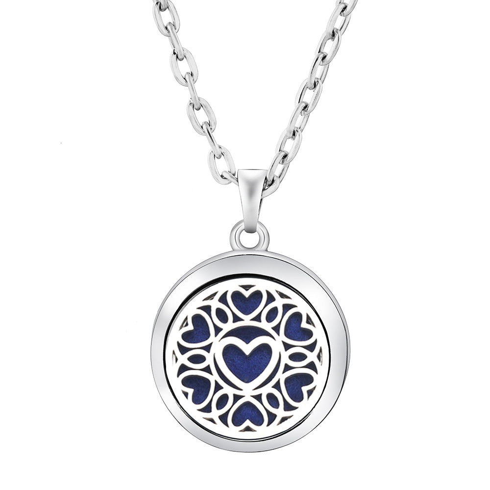 Pendant Perfume Locket Stainless Steel Essential Oil Diffuser Women's Necklace