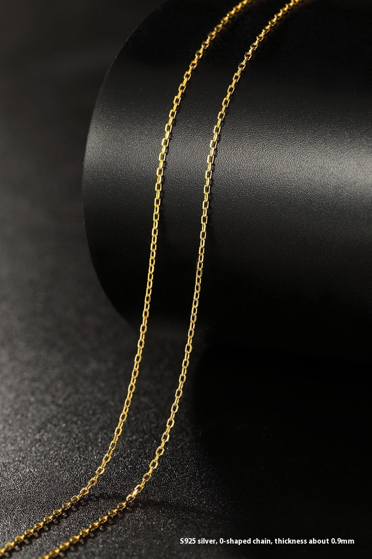 Pure Color Silver Necklace Clavicle Chain Female