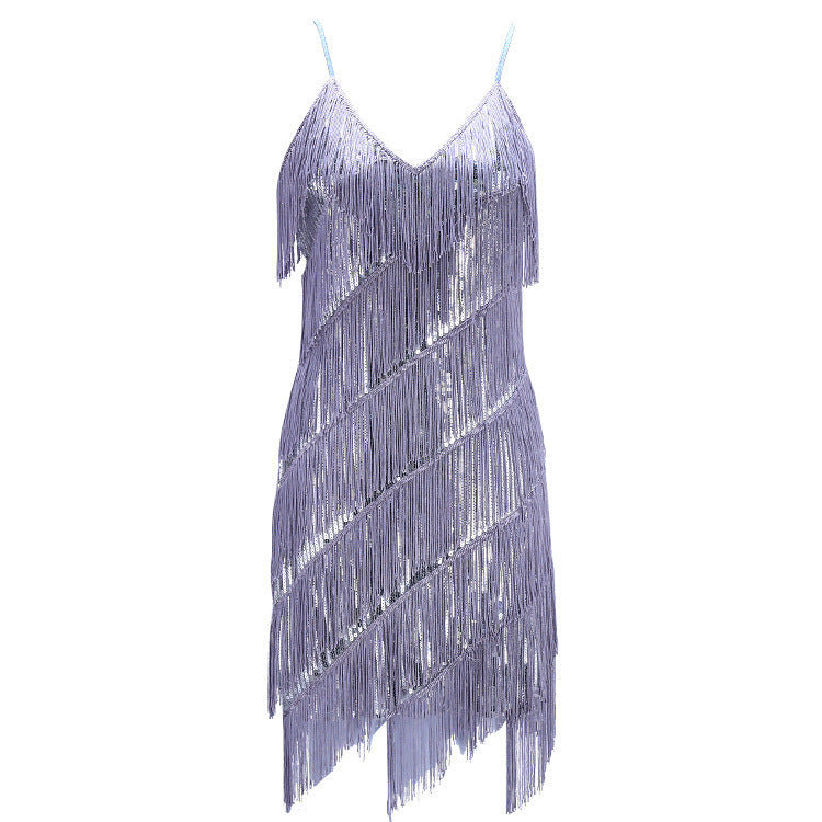 Dance Costume Sequined Tassel Dress
