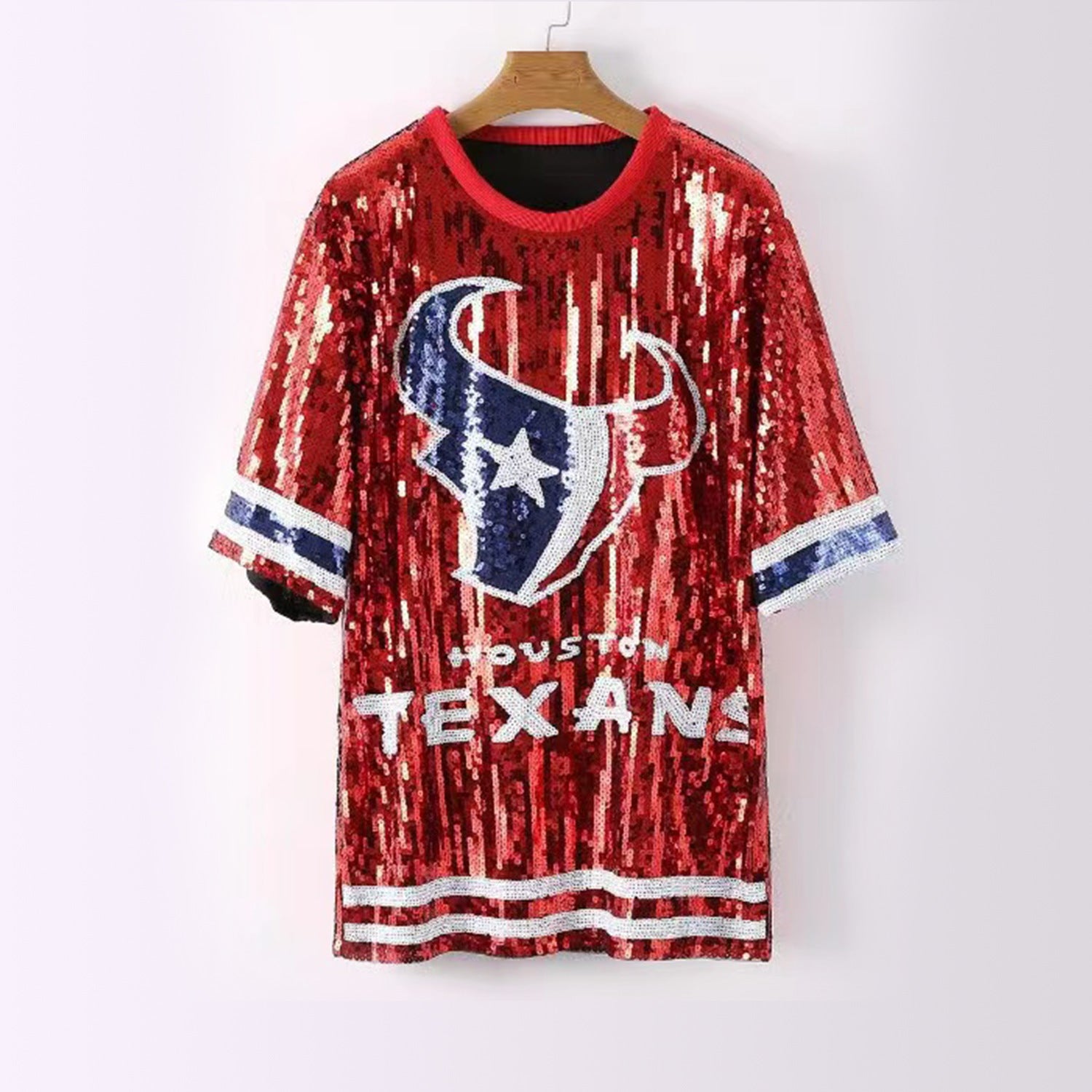 Sequins Glitter Letter Embroidery Loose T-shirt Skirt