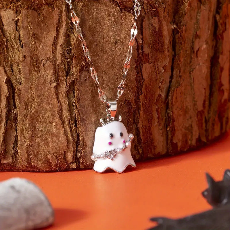 Halloween Trick-or-treat Candy Ghost Pendant Necklace