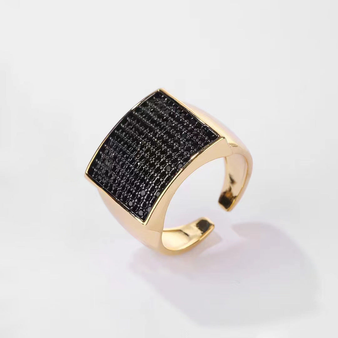 European And American Retro Gemstone Affordable Luxury Fashion Open-end Personality Ring