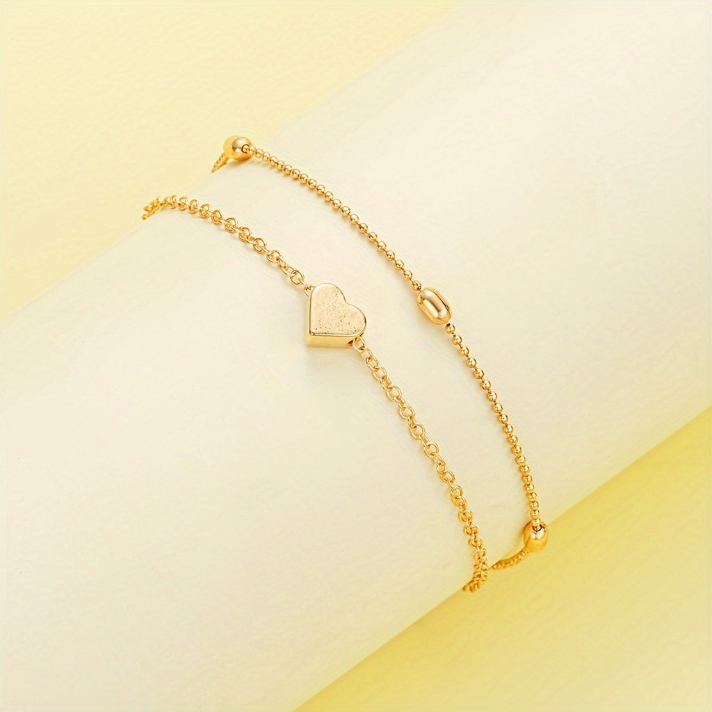 Double-layer Stacked Bag Round Beads Love Pearl Bracelet Necklace Jewelry Set