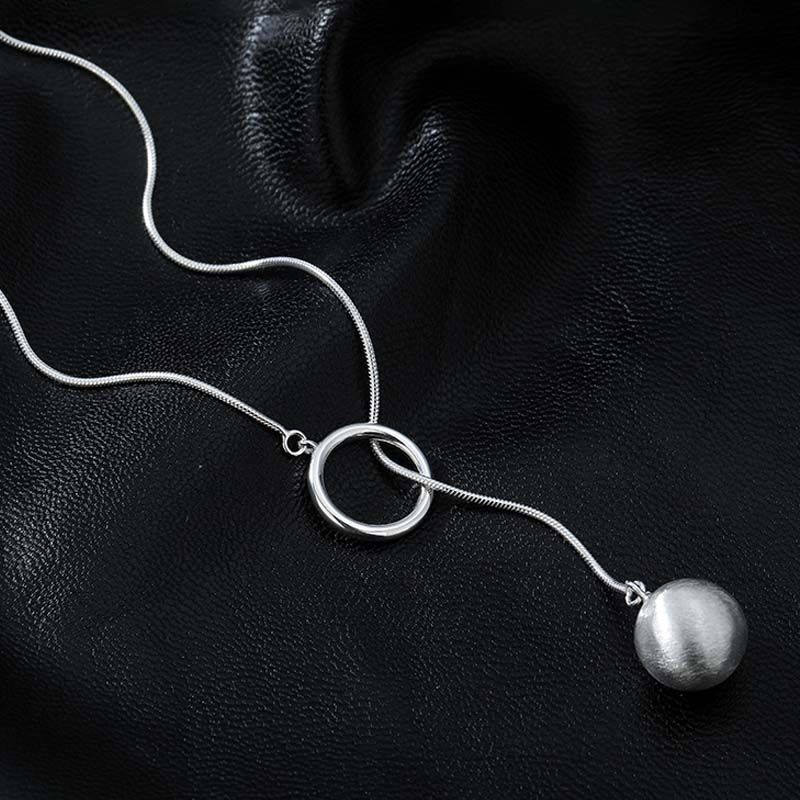 Ins Round Ball Ring Long Necklace Fashion Personality Temperament Sweater Chain Fall Winter Women's Jewelry