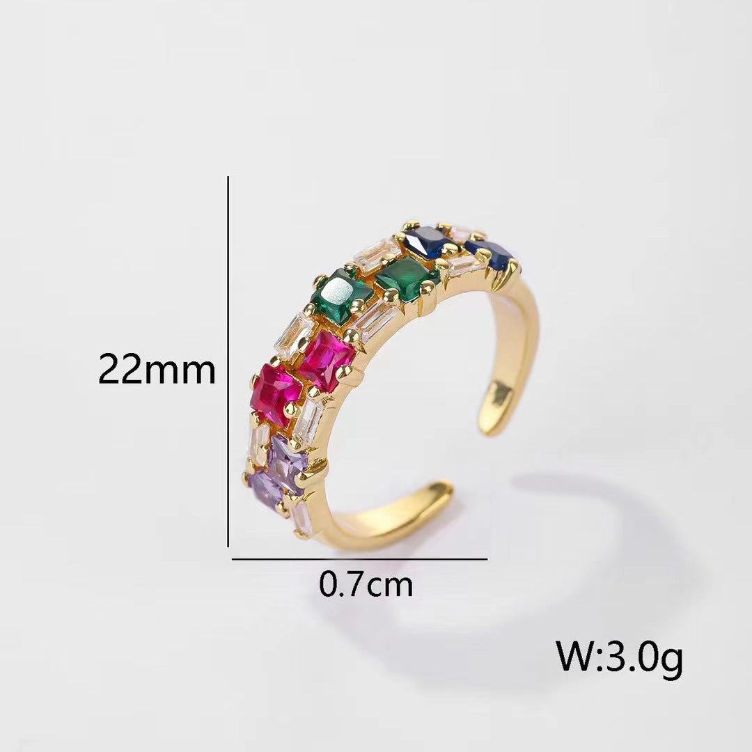 European And American Retro Gemstone Affordable Luxury Fashion Open-end Personality Ring