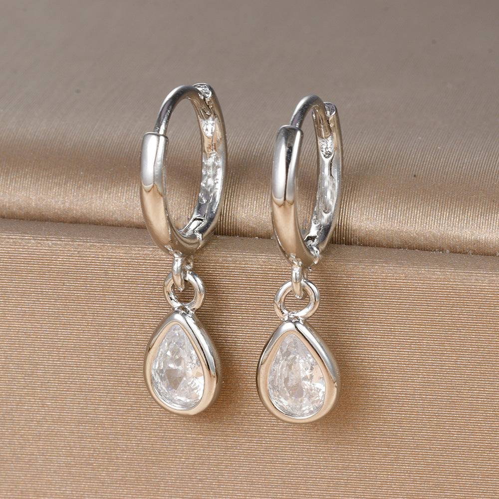 Geometric Drop-shaped Zircon Earrings