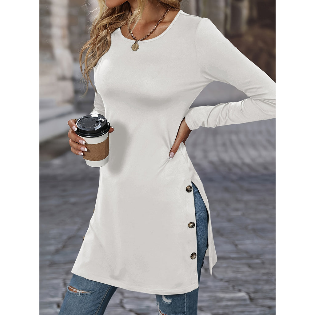 Women's Long Sleeve Slim Fit Slimming Slit Dress