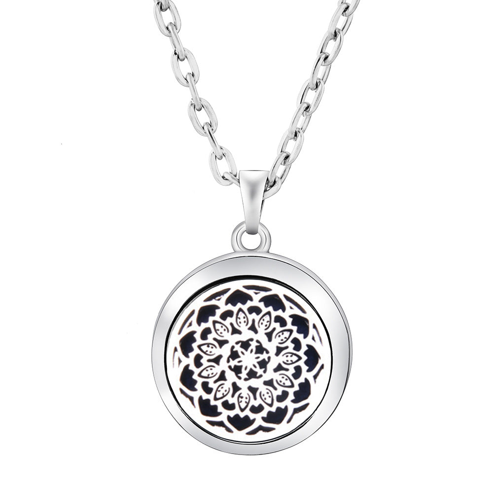 Pendant Perfume Locket Stainless Steel Essential Oil Diffuser Women's Necklace