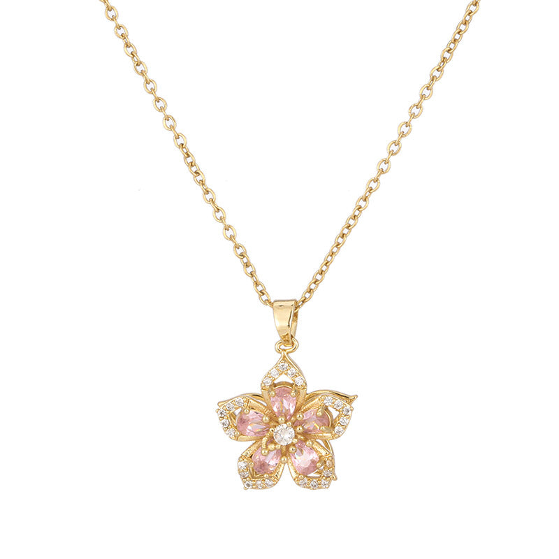 Temperament  Flower-shaped Rotating Necklace